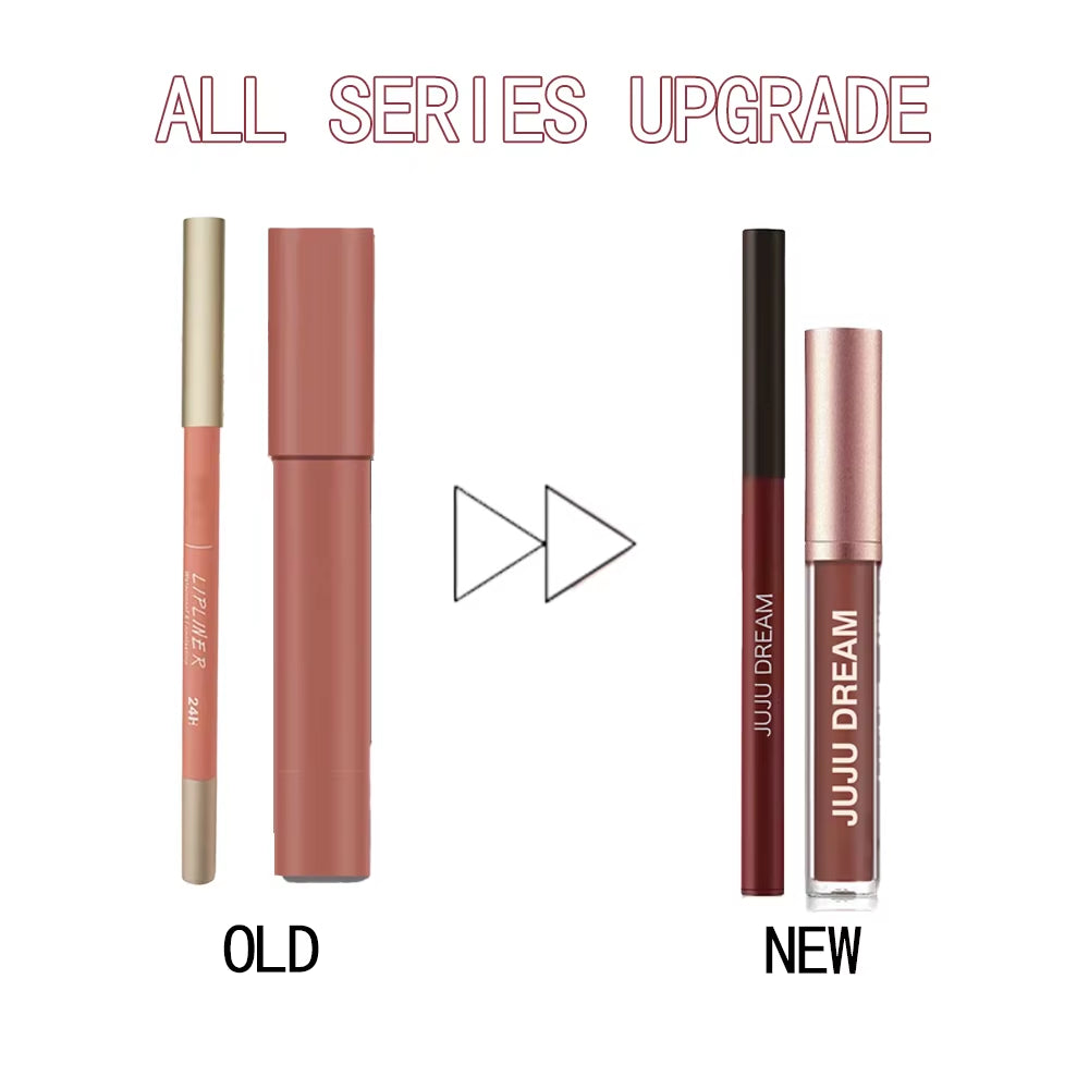 Matte Lip Liner & Lipstick Set, Waterproof Long-Lasting, Soft Matte Finish, Easy Apply, Xmas & Halloween Makeup, Unisex Safe