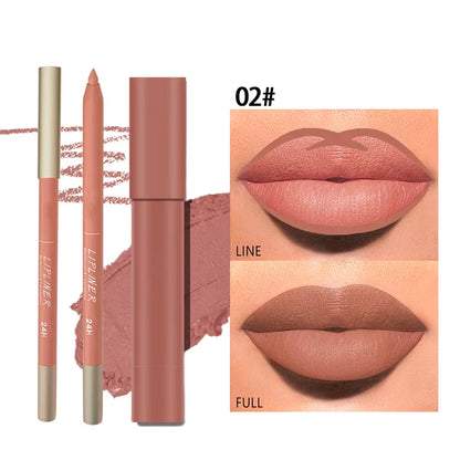 Matte Lip Liner & Lipstick Set, Waterproof Long-Lasting, Soft Matte Finish, Easy Apply, Xmas & Halloween Makeup, Unisex Safe