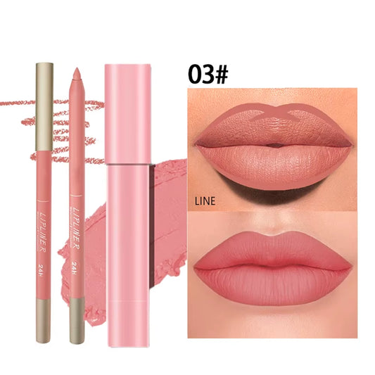 Matte Lip Liner & Lipstick Set, Waterproof Long-Lasting, Soft Matte Finish, Easy Apply, Xmas & Halloween Makeup, Unisex Safe