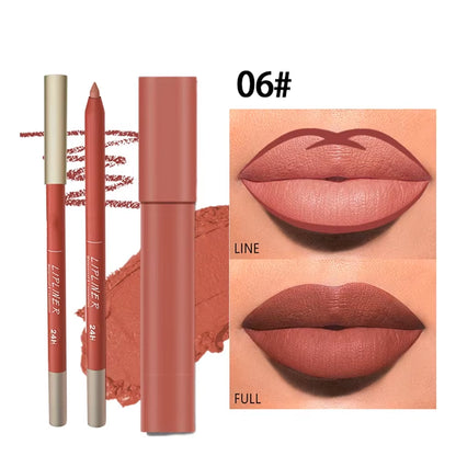 Matte Lip Liner & Lipstick Set, Waterproof Long-Lasting, Soft Matte Finish, Easy Apply, Xmas & Halloween Makeup, Unisex Safe